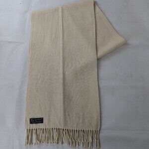 Burberry London Vintage 100% Lambswool Solid Cream Scarf Made In England